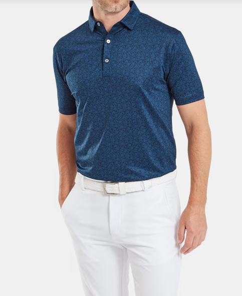 Footjoy Painted Floral Navy Polo